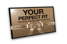 A gift card with the text 'YOUR PERFECT FIT' and the 'SHAPEMODA' brand logo, featuring a gold color scheme and a bow graphic.